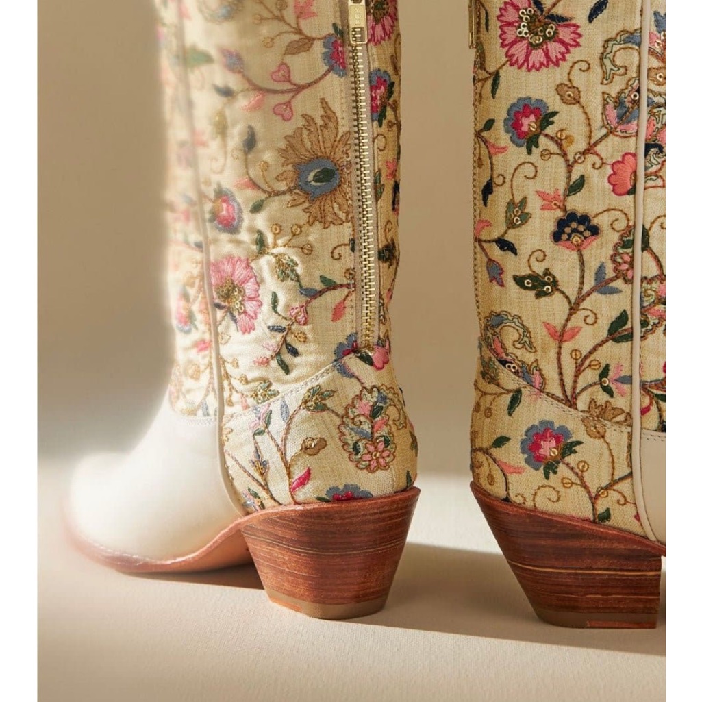 Momo New York Floral Embroidered Cowgirl Boots